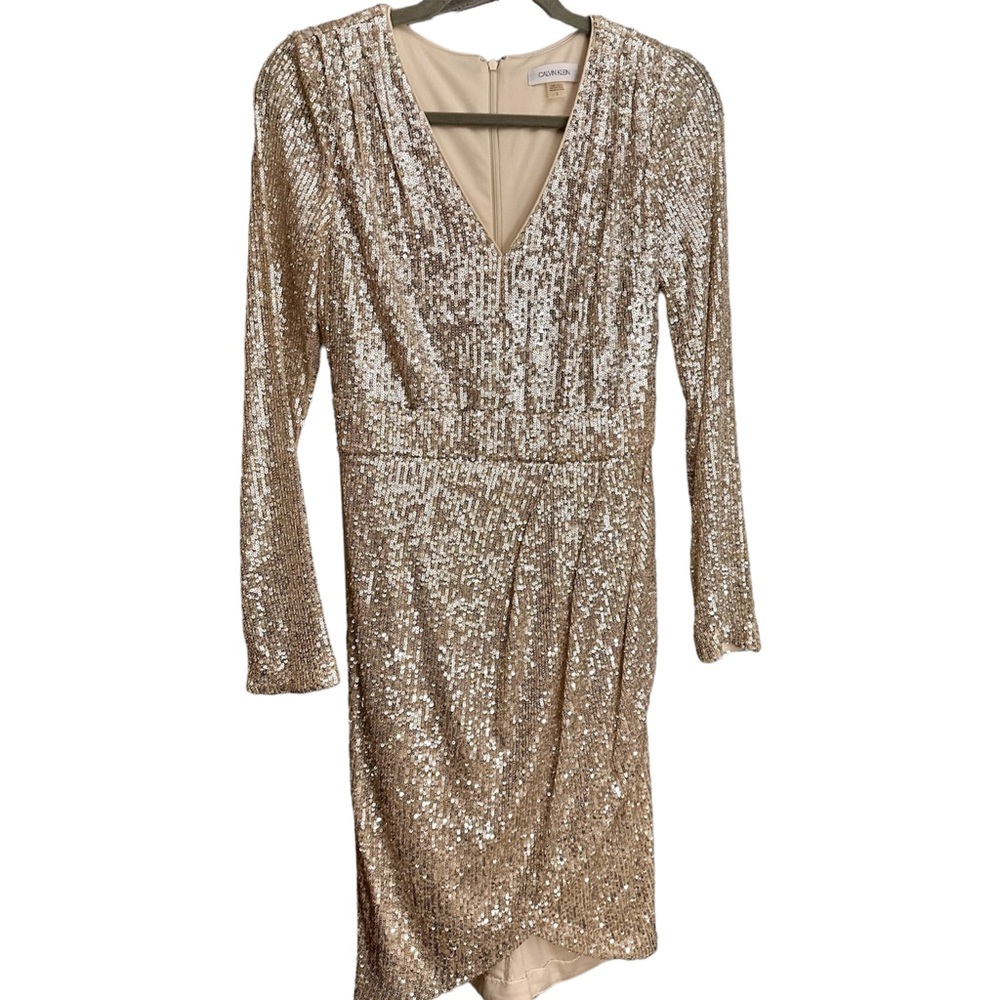 Calvin Klein Silver Sequin Cocktail Dress